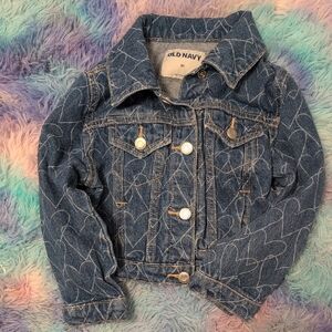 Old Navy Kids Heart Pattern Denim Jacket - Blue